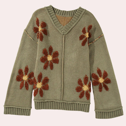 Kitty | Sweter damski z długim rękawem, dekolt w serek