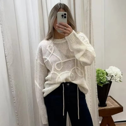 Abby - Oversize'owy sweter z długim rękawem i okrągłym dekoltem