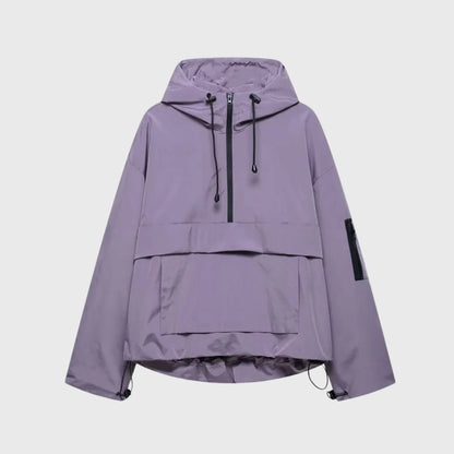 Medea | Damski oversize anorak z półzamkiem i przednią kieszenią typu kangurka