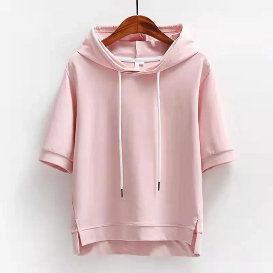 Eudora | Bluza damska z kapturem z krótkim rękawem, casualowa i lekka