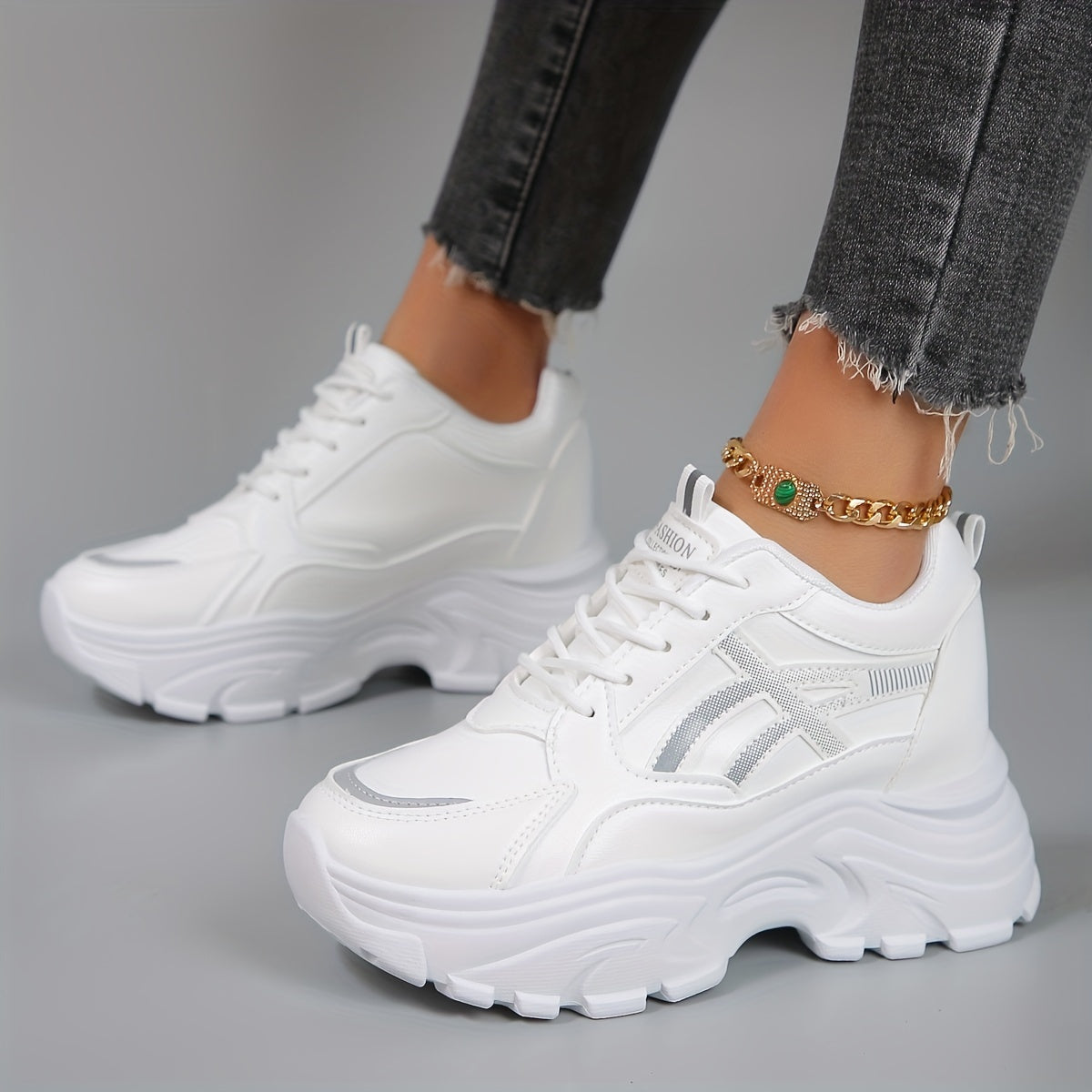 Seren - Damskie sportowe sneakersy na platformie
