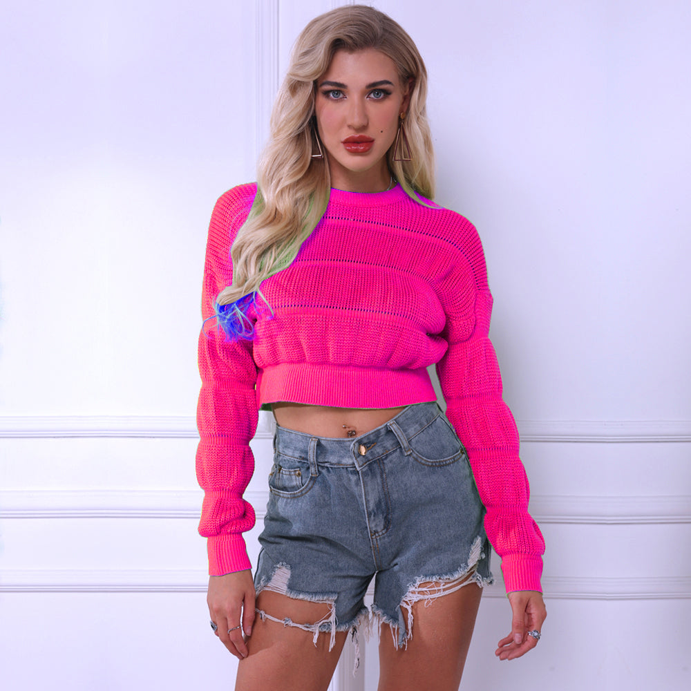 Rosalind – modny, efektowny i stylowy krótki sweter damski z fakturą