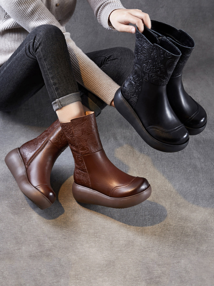 Beverly | Damskie vintage botki skórzane