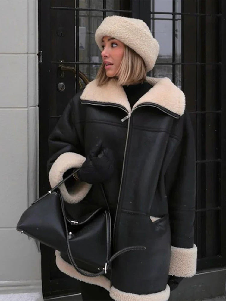Maja | Damska zimowa kurtka typu shearling