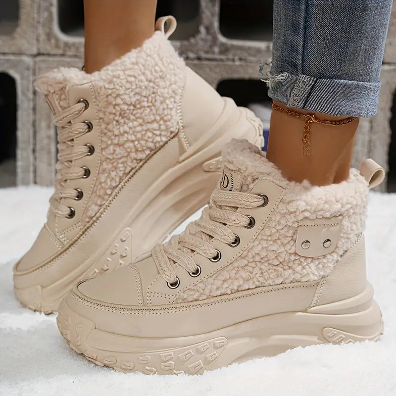 Ella - Damskie ocieplane sneakersy zimowe na platformie
