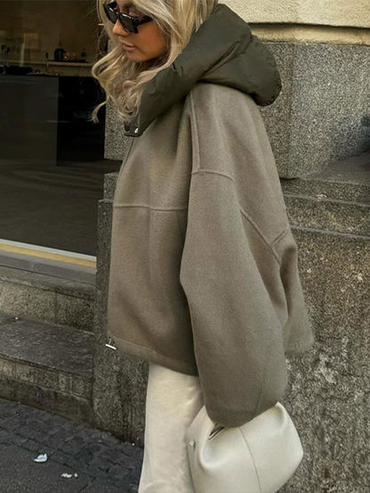 Rosalie – damski, elegancki płaszcz w stylu streetwearowym z kapturem