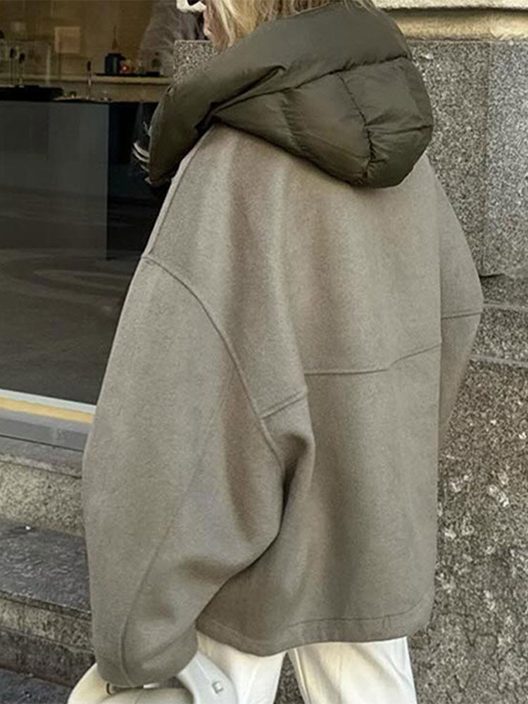 Rosalie – damski, elegancki płaszcz w stylu streetwearowym z kapturem