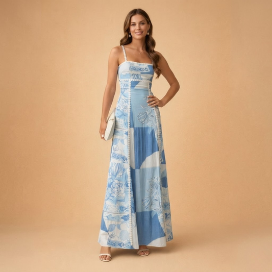 Caley | elegancka sukienka maxi damska z kokardą na plecach