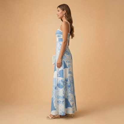 Caley | elegancka sukienka maxi damska z kokardą na plecach
