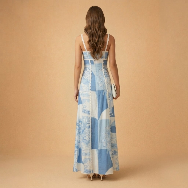 Caley | elegancka sukienka maxi damska z kokardą na plecach