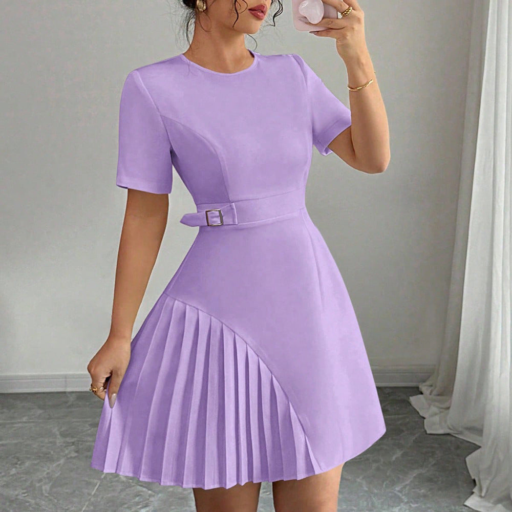 Penelope | Sukienka mini damska z krótkim rękawem i paskiem w eleganckim stylu