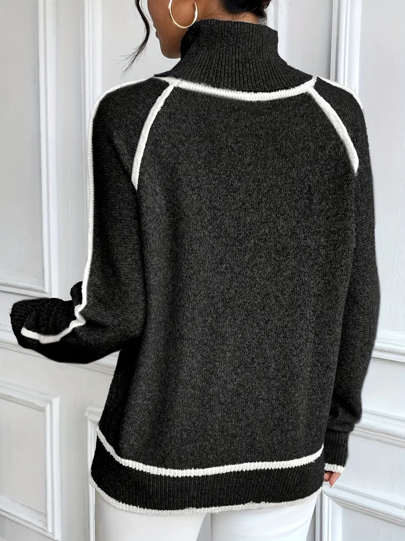 Gwendoline | Damski elegancki dzianinowy sweter z golfem