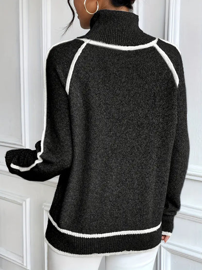Gwendoline | Damski elegancki dzianinowy sweter z golfem