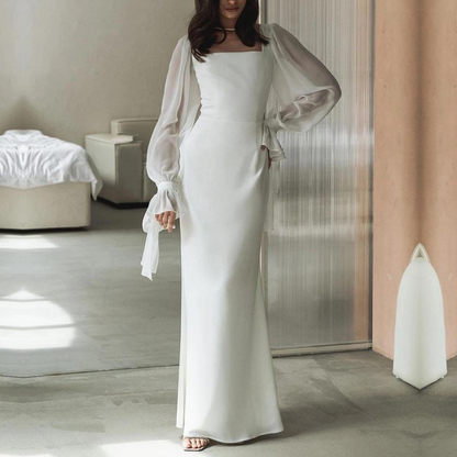 Lilla | Sukienka damska ślubna maxi o eleganckim kroju, długa i zwiewna