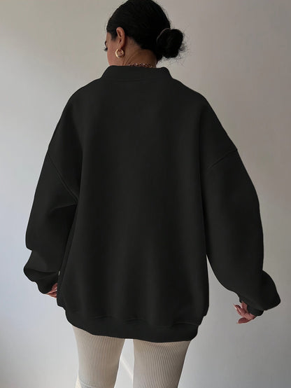 Lunara - Damska Oversize Bluza z Dekoltem V