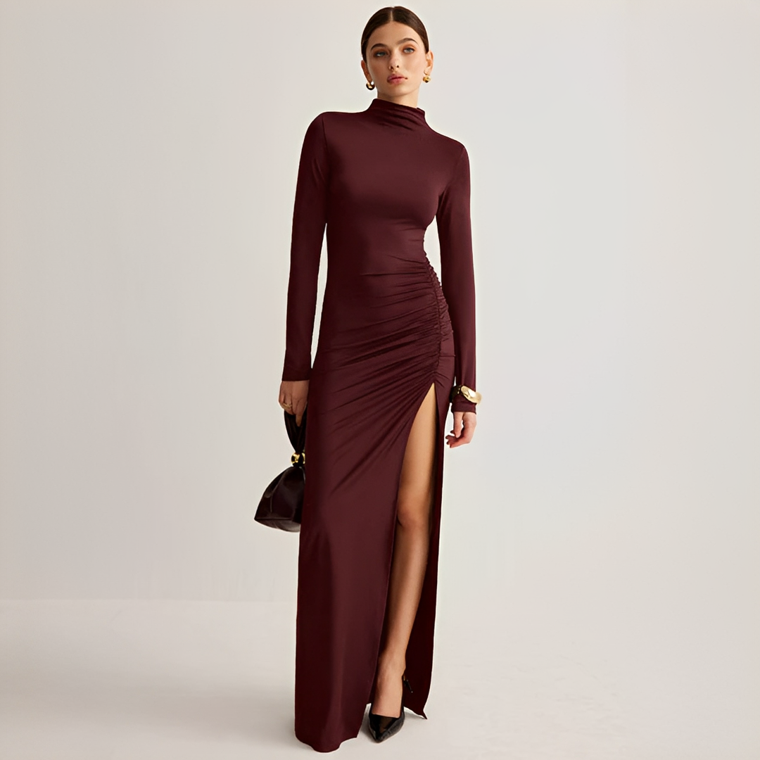 Shirley | Damska sukienka maxi Marian z rozcięciem – elegancka sukienka wieczorowa
