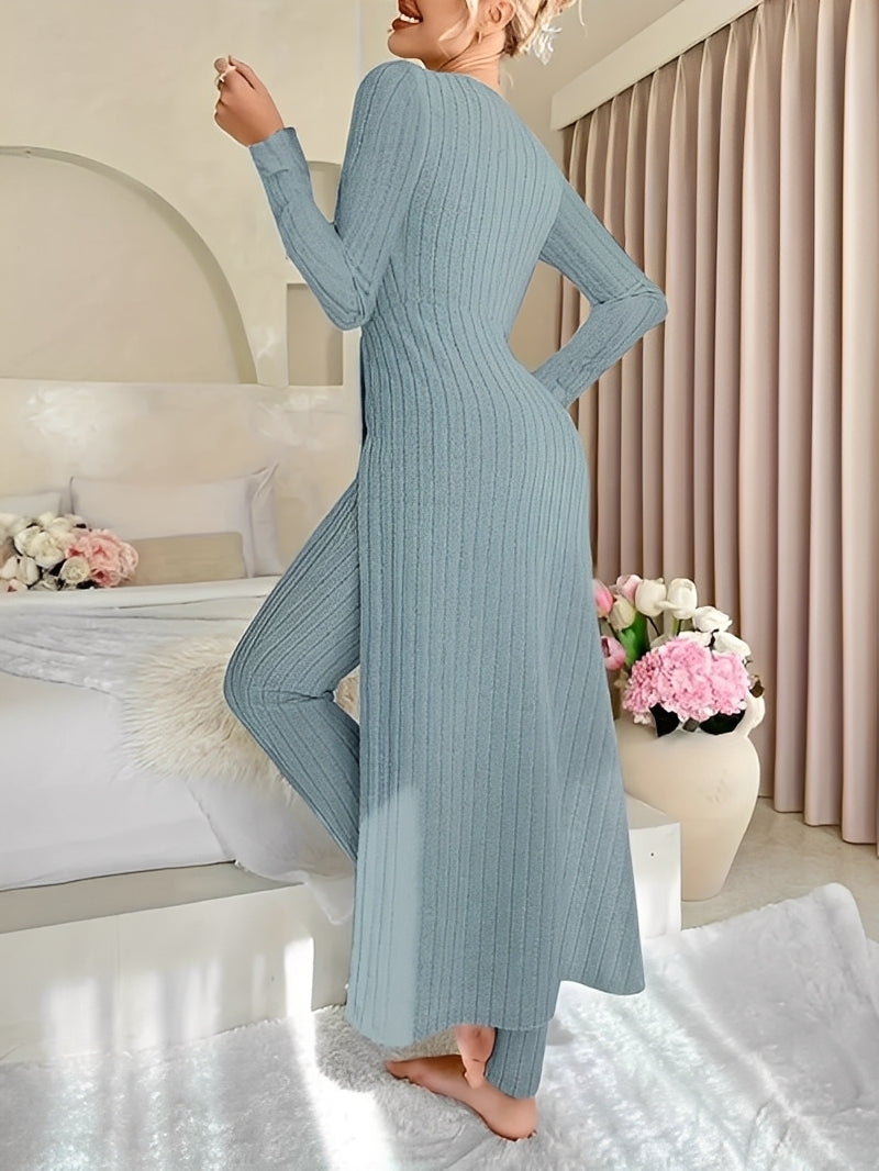Elara - Stylowy komplet z delikatnie prążkowanym wzorem dla kobiet