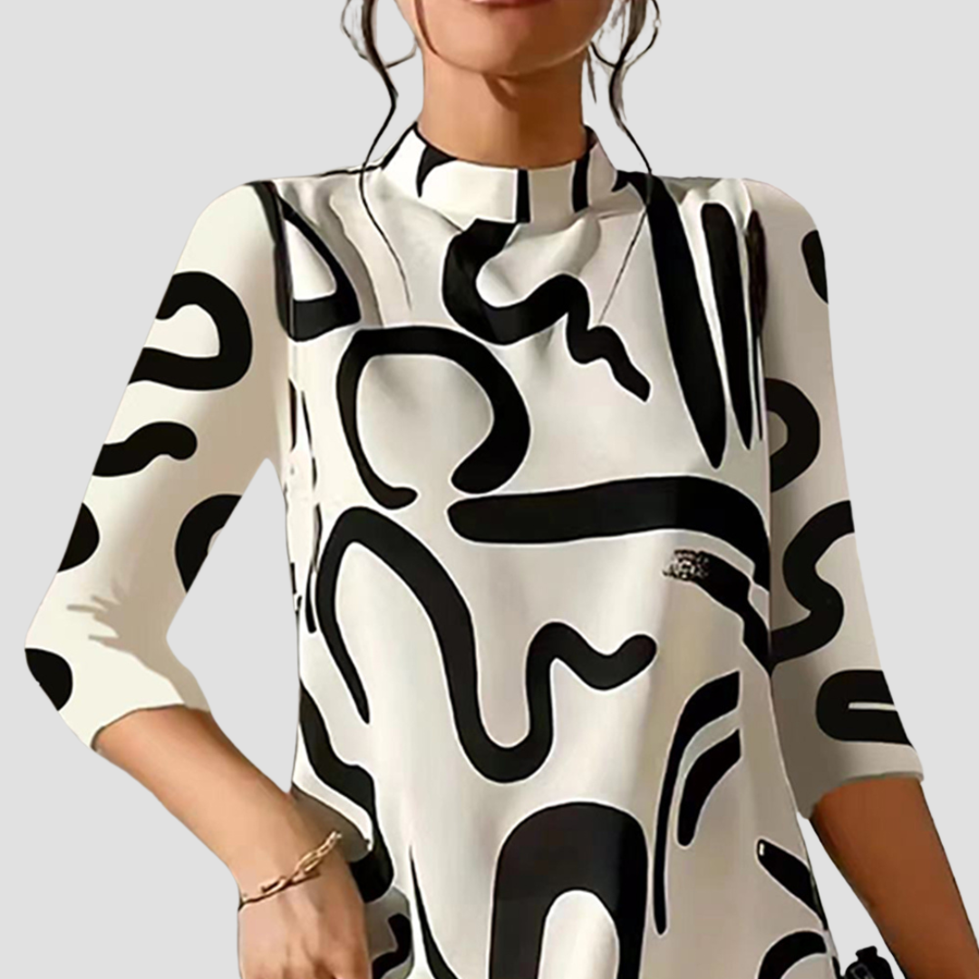 Velmira - Mini sukienka z długimi rękawami i okrągłym dekoltem
