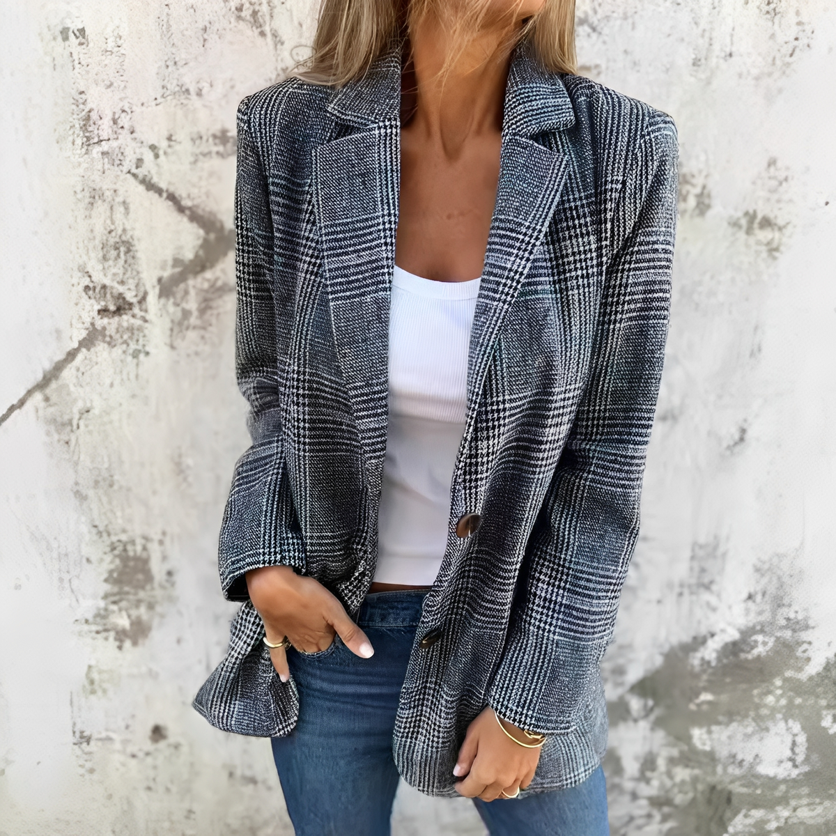 Callie - Damski formalny blezer w kratkę