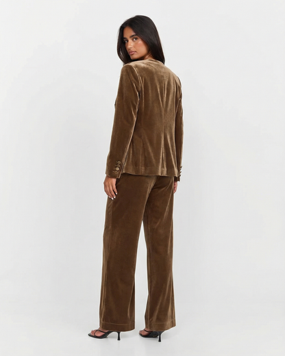 Marsha | Aksamitny komplet damski co-ord z szerokimi nogawkami, elegancki i stylowy