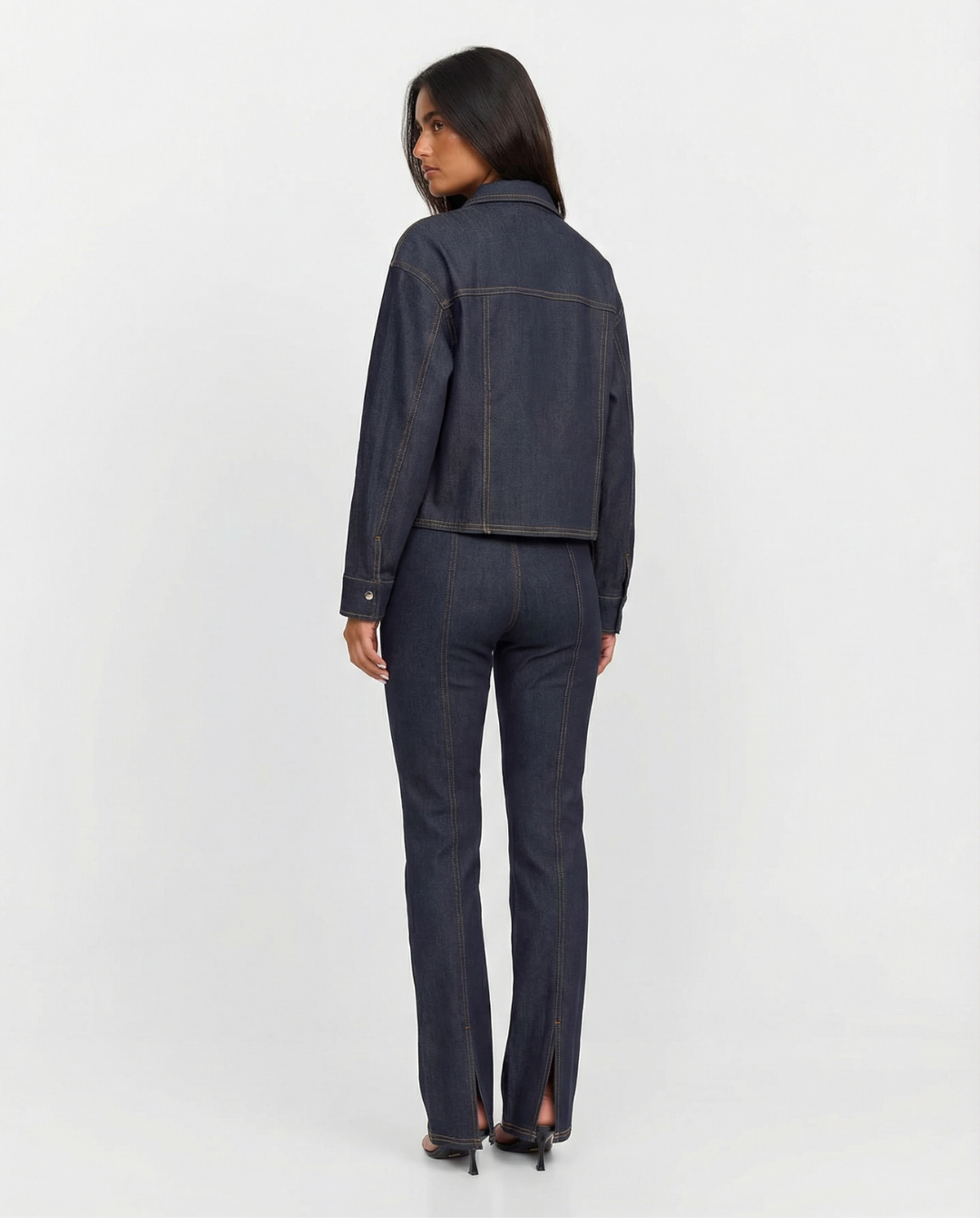 Clementine | Komplet damski z ciemnego denimu co-ord, stylowy i casualowy