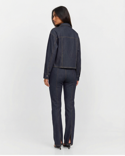 Clementine | Komplet damski z ciemnego denimu co-ord, stylowy i casualowy