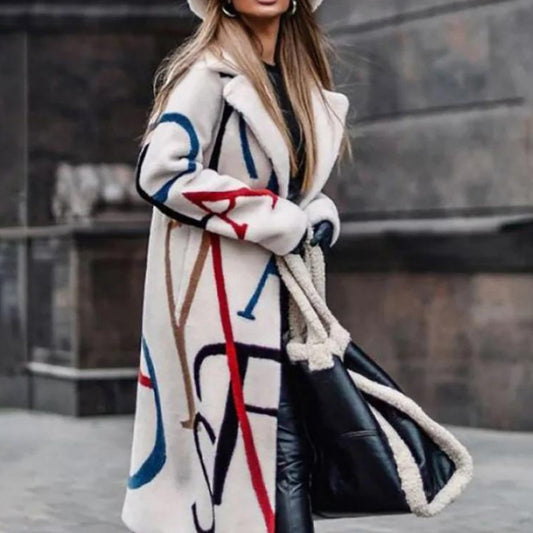 Maelis - Płaszcz Zimowy Damski z Modnym Printem | Elegancka Kurtka Damska na Zimę