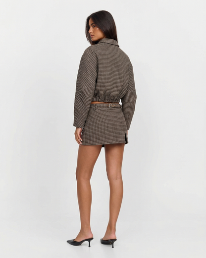 Josephine | Komplet damski co-ord z krótką kurtką i mini spódnicą