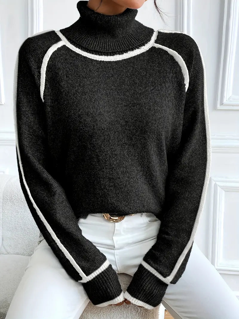 Gwendoline | Damski elegancki dzianinowy sweter z golfem