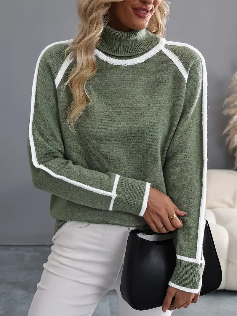Gwendoline | Damski elegancki dzianinowy sweter z golfem