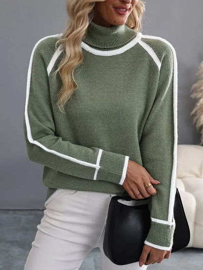 Gwendoline | Damski elegancki dzianinowy sweter z golfem