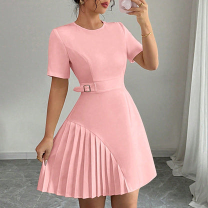 Penelope | Sukienka mini damska z krótkim rękawem i paskiem w eleganckim stylu