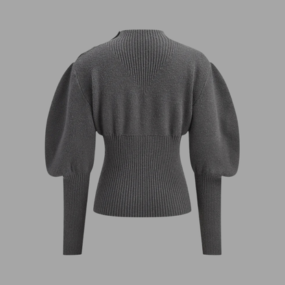 Jack | krótki sweter damski z bufiastymi rękawami, przytulny i wyrazisty krój