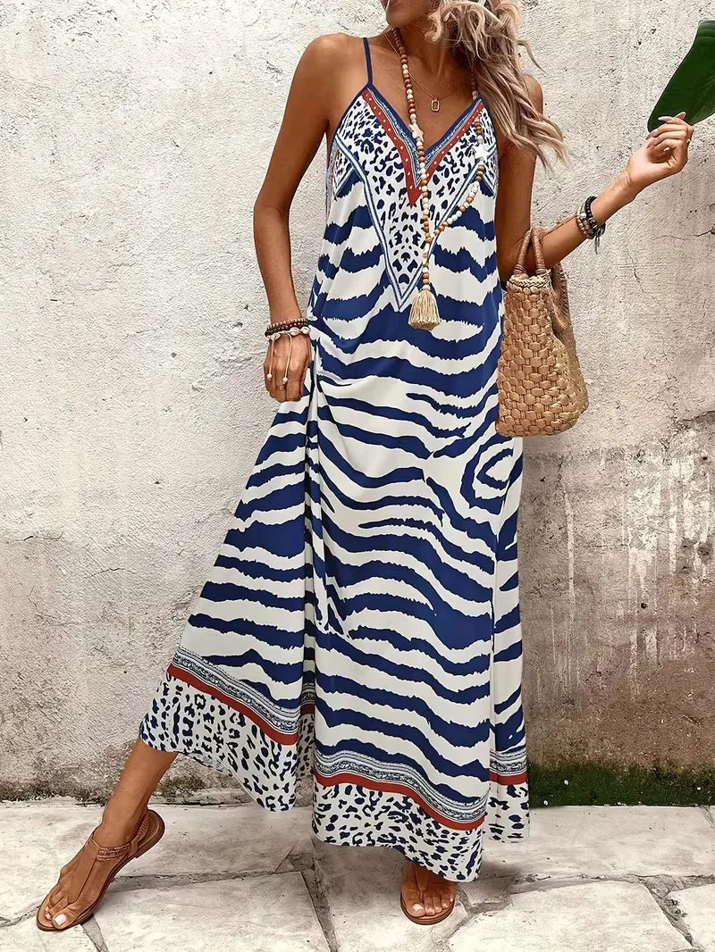 Lillian | Damska suknia wieczorowa maxi w panterkę