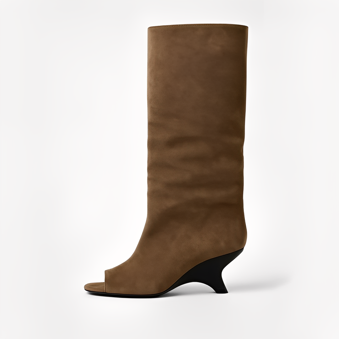 Cally - Stylowe wysokie buty z otwartym noskiem dla kobiet