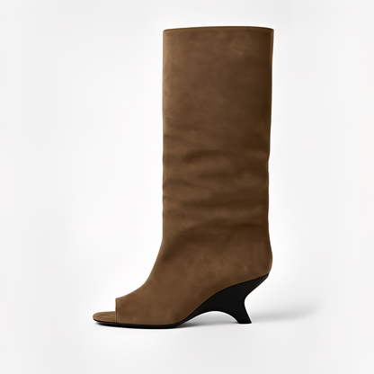Cally - Stylowe wysokie buty z otwartym noskiem dla kobiet