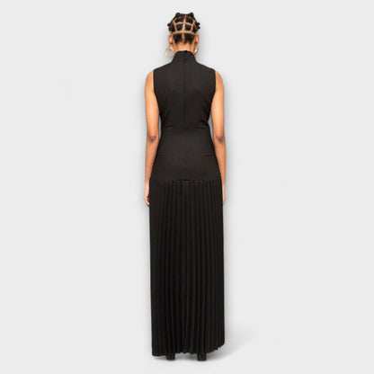 Ingrid | sukienka maxi damska elegancka z wycięciami i plisowanym dołem