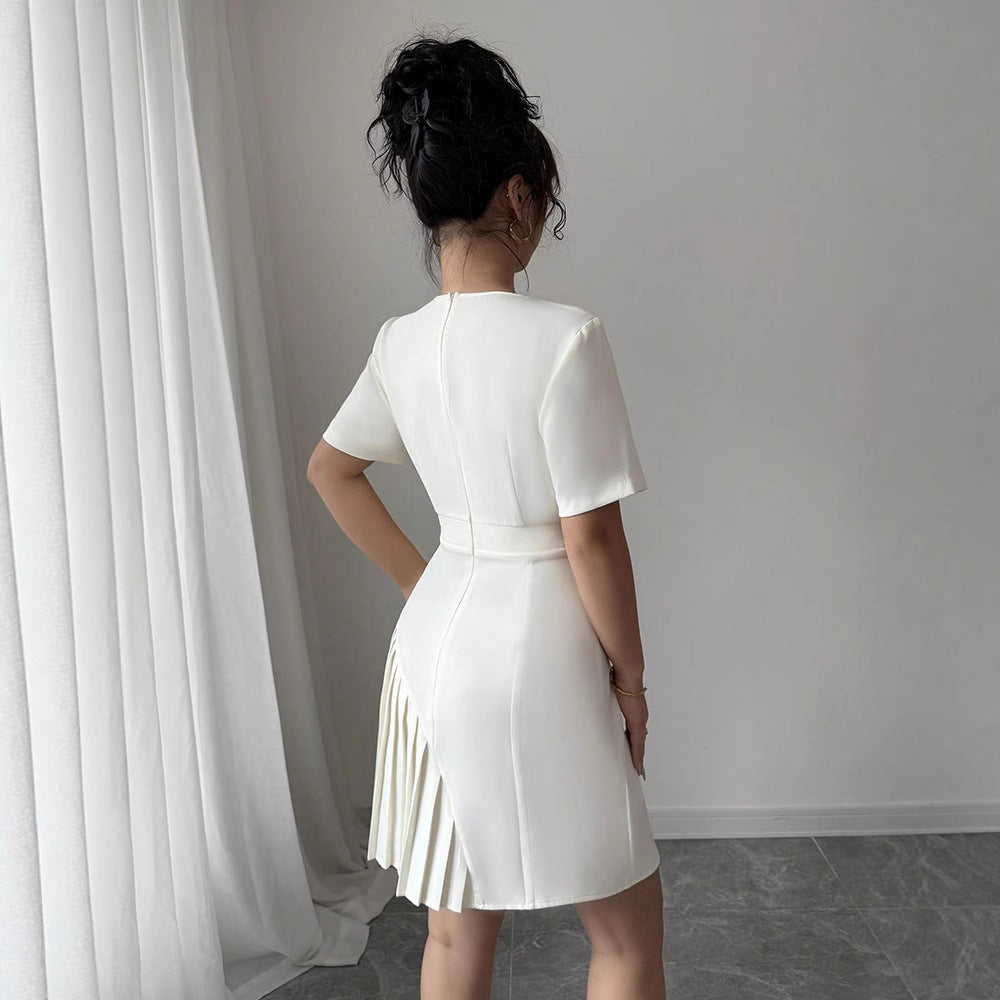 Penelope | Sukienka mini damska z krótkim rękawem i paskiem w eleganckim stylu