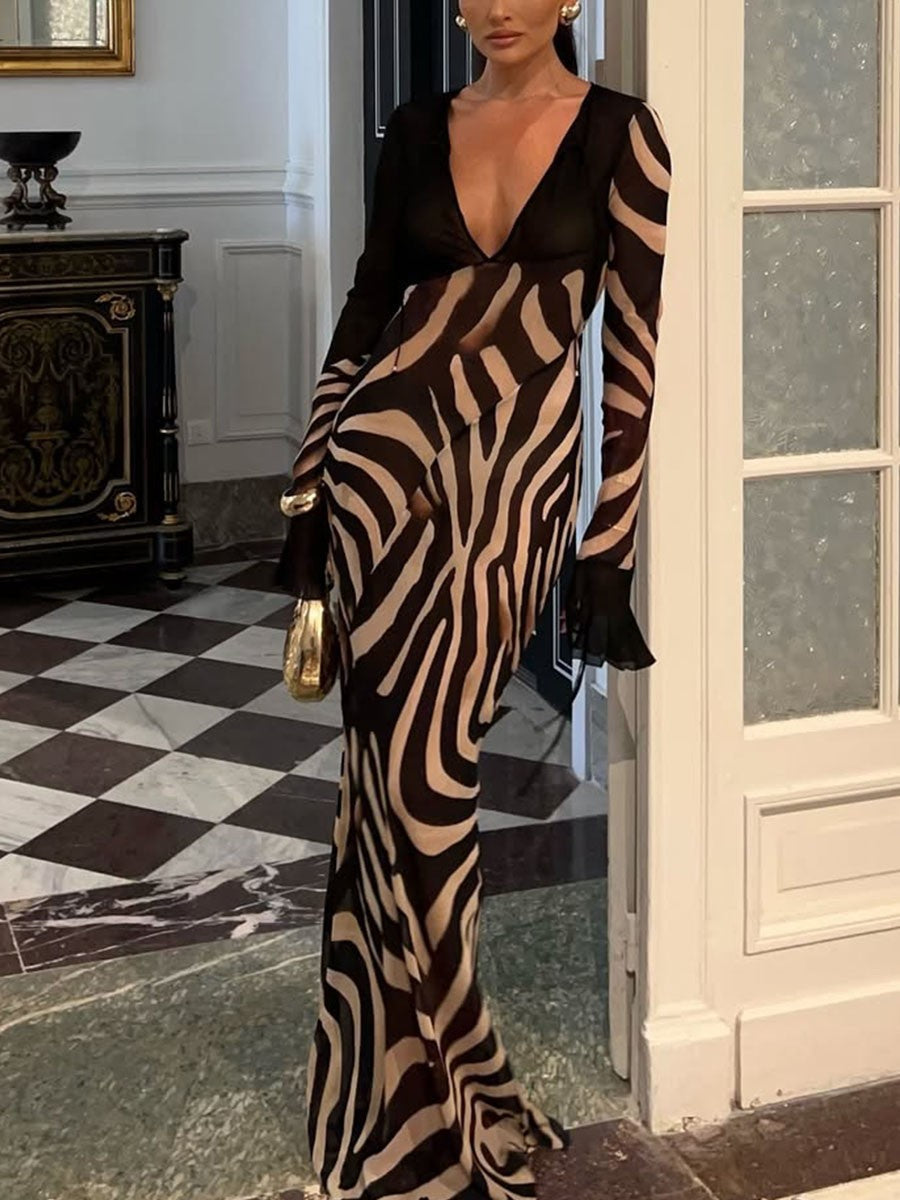 Louisa | Sukienka damska maxi z długim rękawem, elegancka i zwiewna