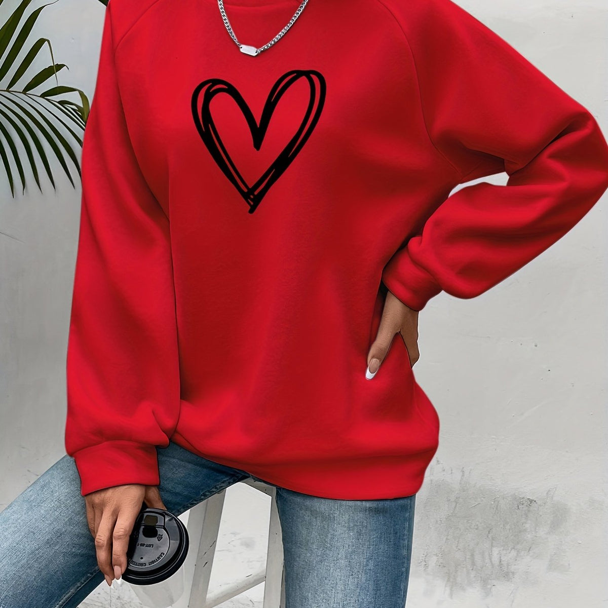 Darcy - Damska Sweter Codzienny | Motyw Serca
