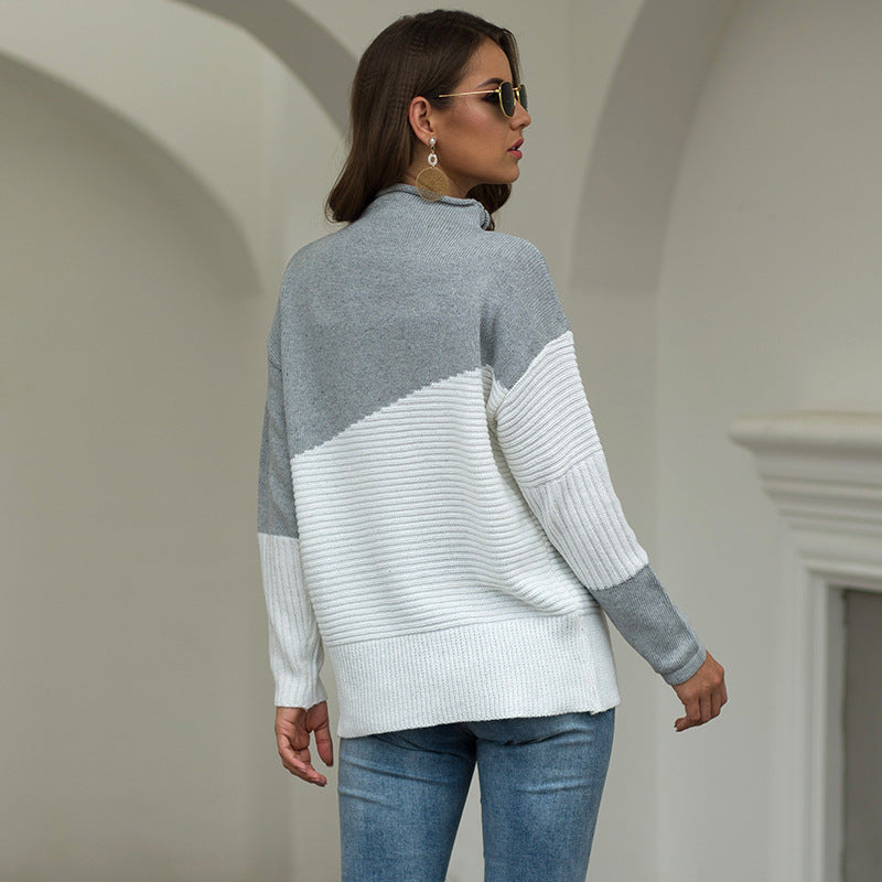 Tracy – damski sweter z dzianiny z ukośnym rozkładem kolorów