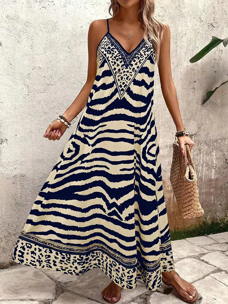 Lillian | Damska suknia wieczorowa maxi w panterkę