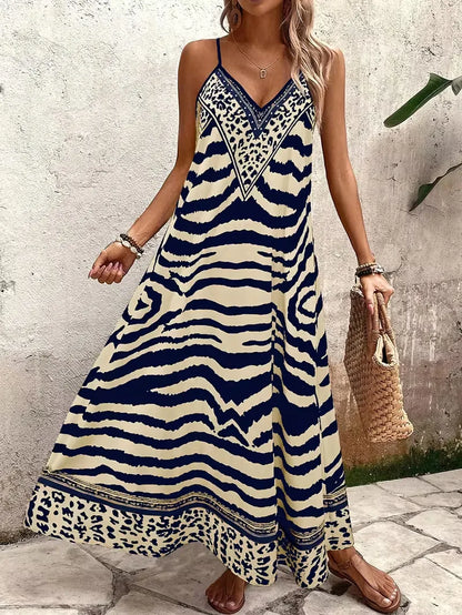 Lillian | Damska suknia wieczorowa maxi w panterkę