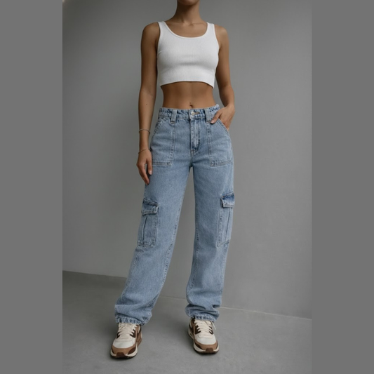 Mable | jeansy cargo damskie w stylu streetwear z niskim stanem