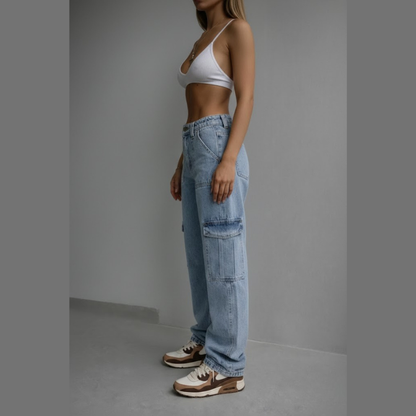 Mable | jeansy cargo damskie w stylu streetwear z niskim stanem