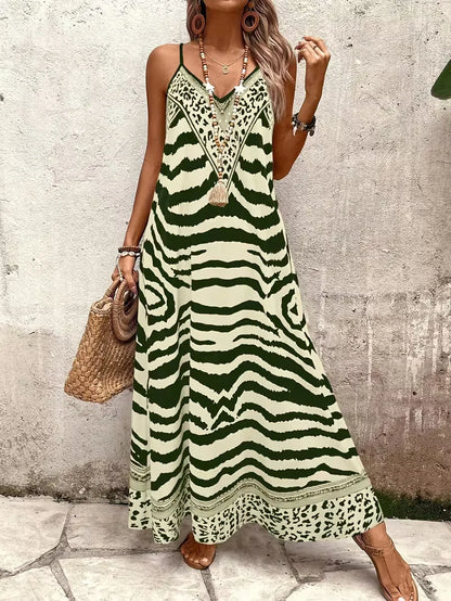 Lillian | Damska suknia wieczorowa maxi w panterkę