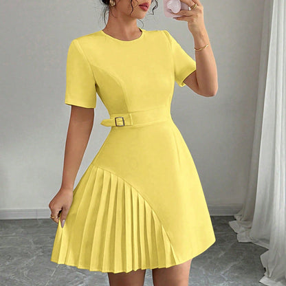 Penelope | Sukienka mini damska z krótkim rękawem i paskiem w eleganckim stylu