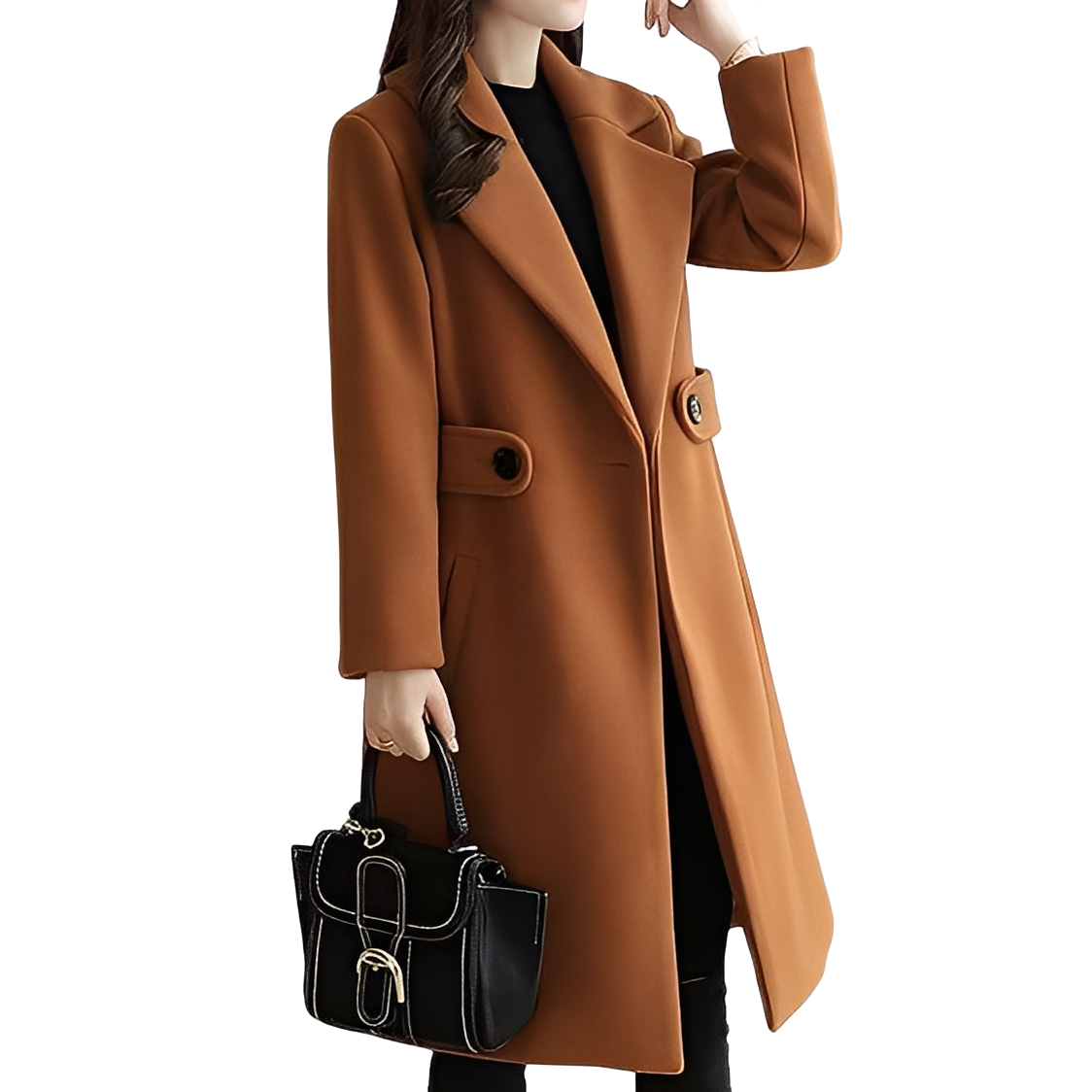 Julia | Elegancki damski płaszcz wełniany do kolan