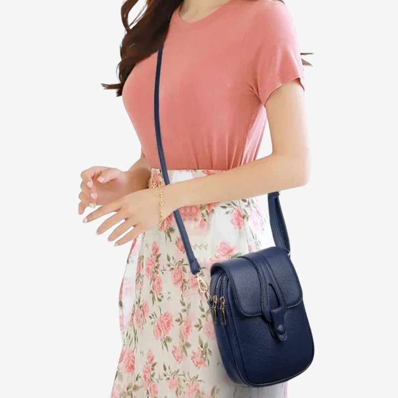 Alfreda - Torba crossbody z odpinanym paskiem i wieloma kieszeniami zapinanymi na zamek błyskawiczny