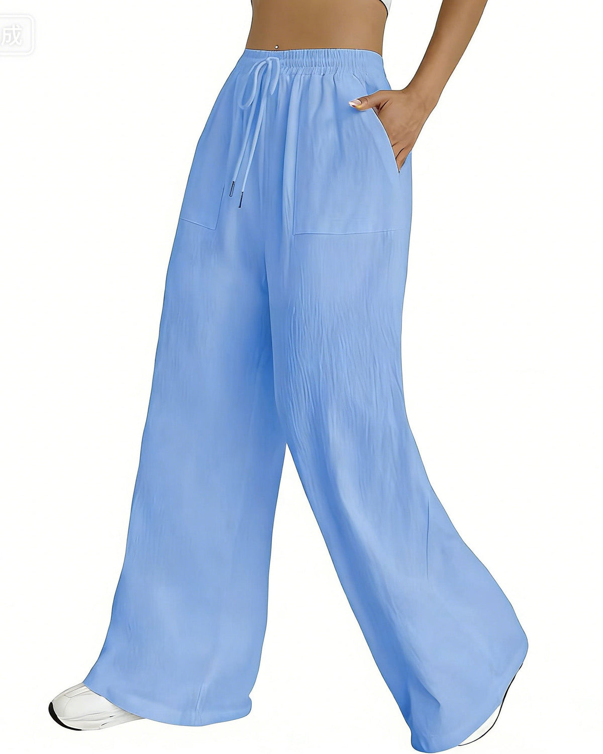 Braden | Damskie spodnie z bawełny i lnu z regulowanym troczkiem luźny krój